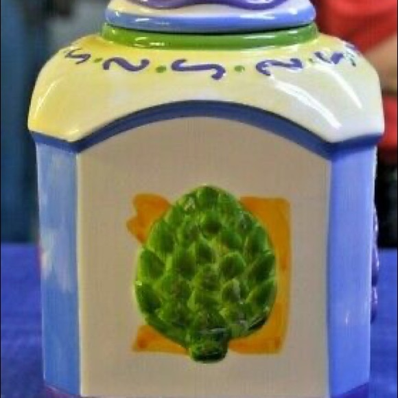 Vintage NONNI'S Biscotti COOKIE JAR 11' Canister Hand Made Fruit Veg - Picture 5 of 8